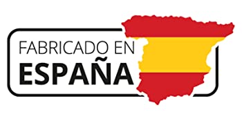 Anagrama de producto fabricado en España con el mapa con los colores nacionales