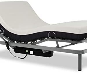 Gerialife® Pack Cama articulada eléctrica con colchón ortopédico viscoelástico 20 cm. (90x190, Plateado)
