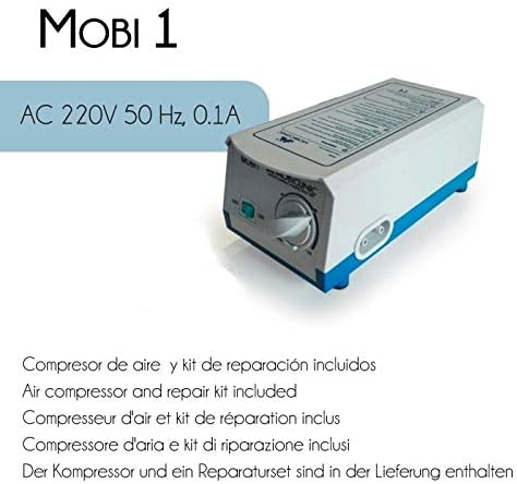 Mobiclinic, Mobi 1, Colchón antiescaras de aire alternante, con motor compresor, PVC médico ignífugo, para escaras de Grado I, 200 x 90 x 7, 130 celdas, color Azul